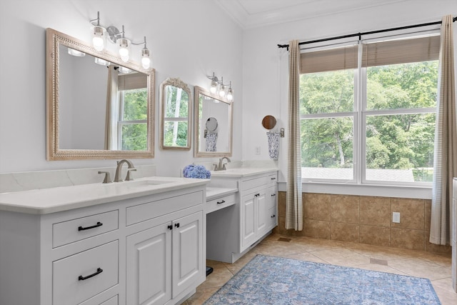 2109 E Brow Rd, Walden, TN 37377 - full bath featuring double vanity, crown molding, and tile patterned floors