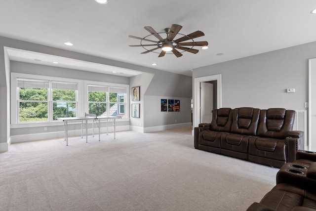2109 E Brow Rd, Walden, TN 37377 - carpeted living room with ceiling fan and recessed lighting