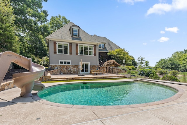 2109 E Brow Rd, Walden, TN 37377 - view of pool featuring a water slide, french doors, and a patio area
