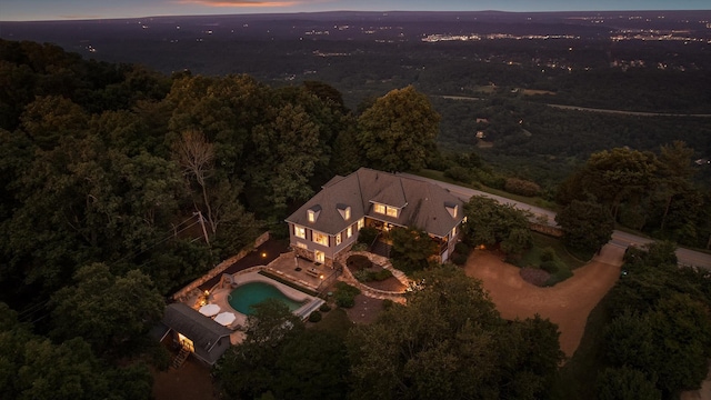 2109 E Brow Rd, Walden, TN 37377 - aerial view at dusk of a forest view and view of pool