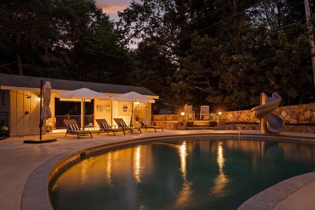 2109 E Brow Rd, Walden, TN 37377 - view of swimming pool with a patio, a water slide, an exterior structure, and an outdoor structure
