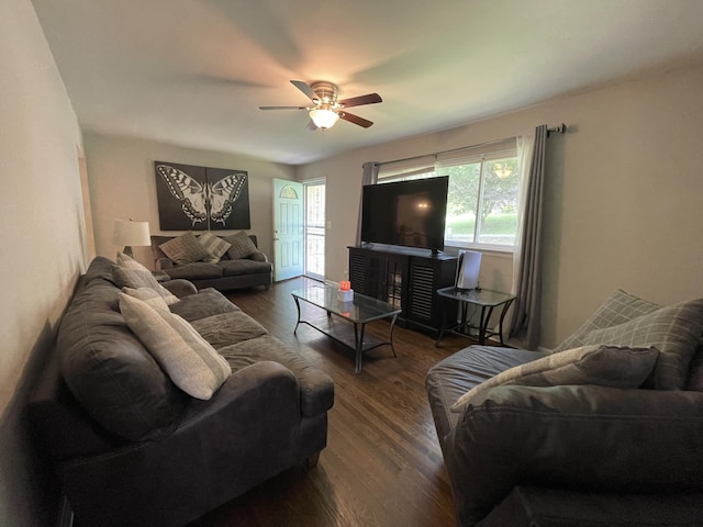 4702 Eldridge Rd, Hixson, TN 37343 - living room with plenty of natural light, wood finished floors, and ceiling fan