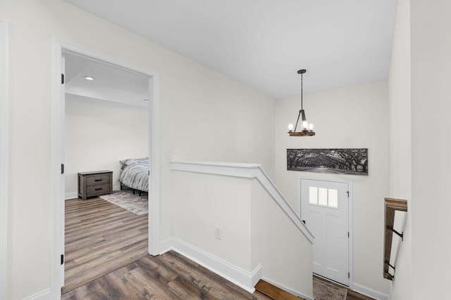 6859 Steep Hl, Ooltewah, TN 37363 - entrance foyer with a chandelier and dark wood-style floors