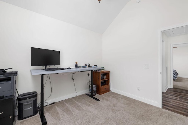 6859 Steep Hl, Ooltewah, TN 37363 - carpeted home office with attic access and high vaulted ceiling