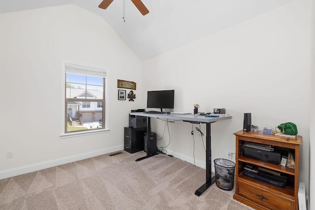 6859 Steep Hl, Ooltewah, TN 37363 - office with ceiling fan, carpet floors, and high vaulted ceiling