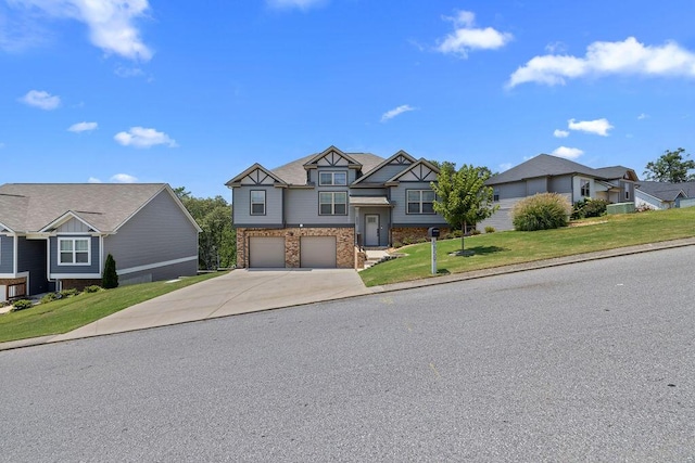 6859 Steep Hl, Ooltewah, TN 37363 - view of front of home with concrete driveway, an attached garage, a front yard, and a residential view