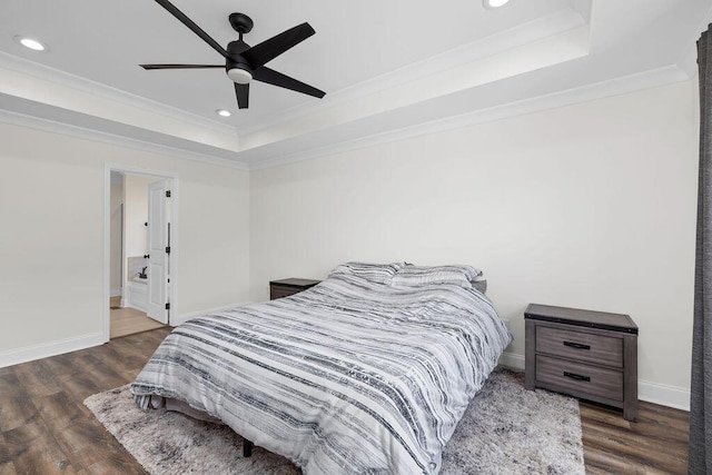 6859 Steep Hl, Ooltewah, TN 37363 - bedroom with a raised ceiling, ornamental molding, recessed lighting, wood finished floors, and a ceiling fan