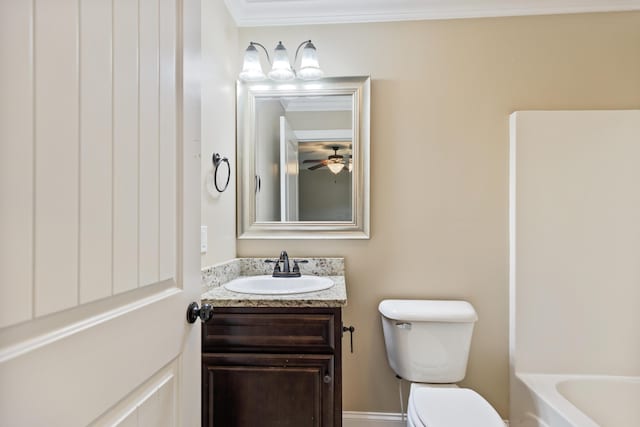 1864 Gate Tower Way NE, Cleveland, TN 37312 - full bath featuring a bathtub, vanity, ceiling fan, and crown molding