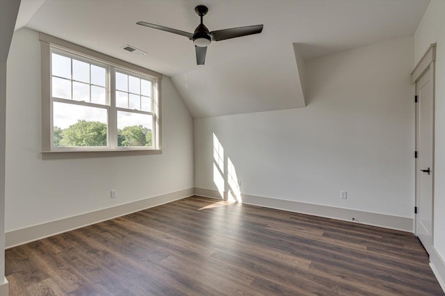 7104 Paxton Cir, Hixson, TN 37343 - bonus room featuring ceiling fan, dark wood-style floors, and vaulted ceiling