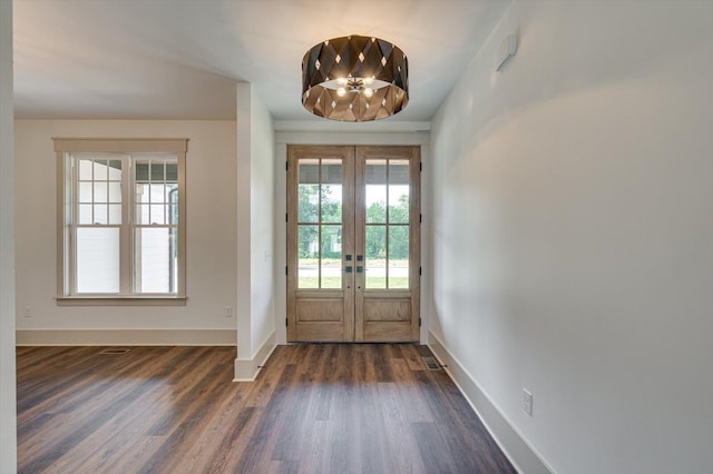 7104 Paxton Cir, Hixson, TN 37343 - foyer with french doors and dark wood-style flooring