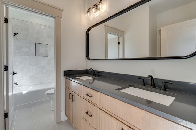 7104 Paxton Cir, Hixson, TN 37343 - bathroom with double vanity, tile patterned flooring, and bathtub / shower combination