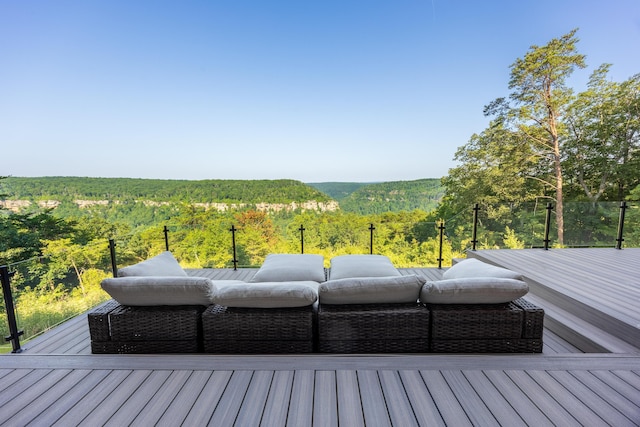 1034 Montlake Rd, Soddy Daisy, TN 37379 - wooden deck with a forest view and an outdoor living space