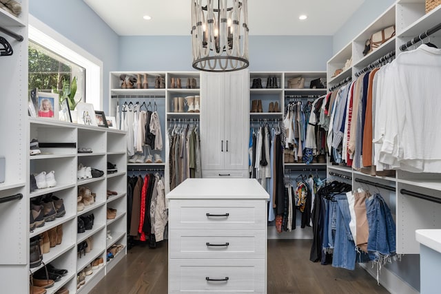 1034 Montlake Rd, Soddy Daisy, TN 37379 - walk in closet with a chandelier and dark wood-style floors
