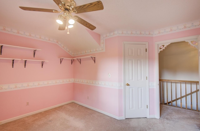 9028 Warbler Ln, Chattanooga, TN 37421 - spare room with light carpet, a ceiling fan, and vaulted ceiling