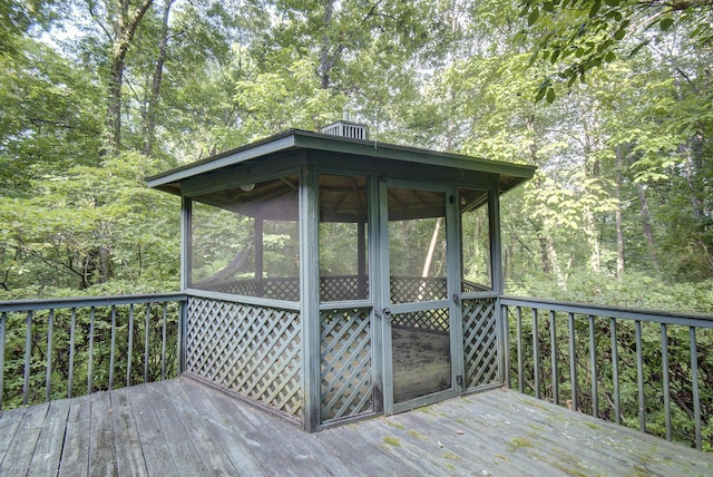 9028 Warbler Ln, Chattanooga, TN 37421 - wooden terrace featuring a sunroom and a forest view