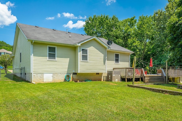 171 Gentry Rd, Ringgold, GA 30736 - rear view of house with a wooden deck and a shingled roof