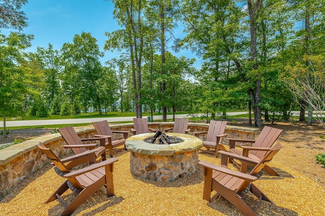 8 Heather Ln, Rising Fawn, GA 30738 - view of patio / terrace featuring a fire pit and view of scattered trees