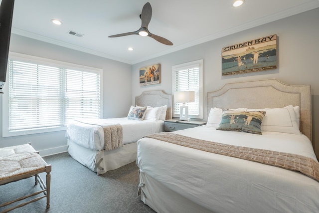 8 Heather Ln, Rising Fawn, GA 30738 - carpeted bedroom with recessed lighting, ornamental molding, and ceiling fan