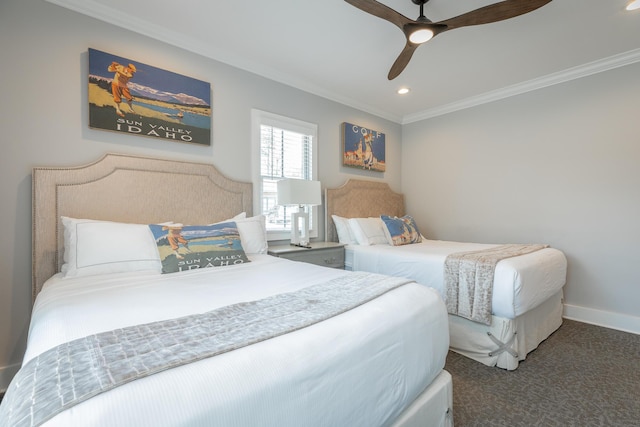 8 Heather Ln, Rising Fawn, GA 30738 - carpeted bedroom featuring crown molding, recessed lighting, and ceiling fan