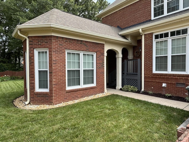 6419 Camdendown Ln, Hixson, TN 37343 - doorway to property with brick siding and a shingled roof