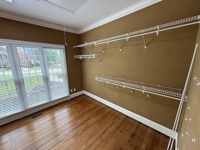 6419 Camdendown Ln, Hixson, TN 37343 - walk in closet featuring attic access and wood finished floors
