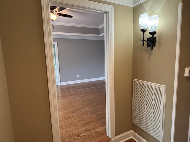 6419 Camdendown Ln, Hixson, TN 37343 - corridor featuring crown molding and wood finished floors