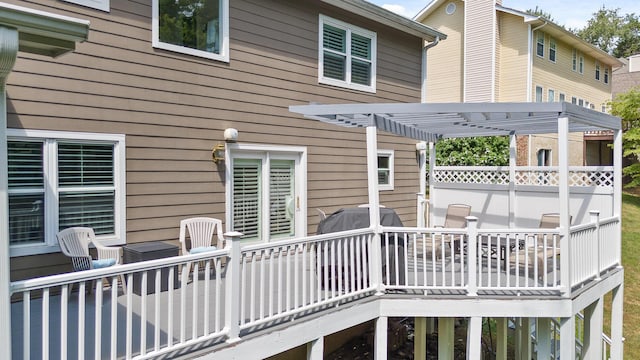 8014 Woodstone Dr, Hixson, TN 37343 - wooden deck with a pergola and area for grilling