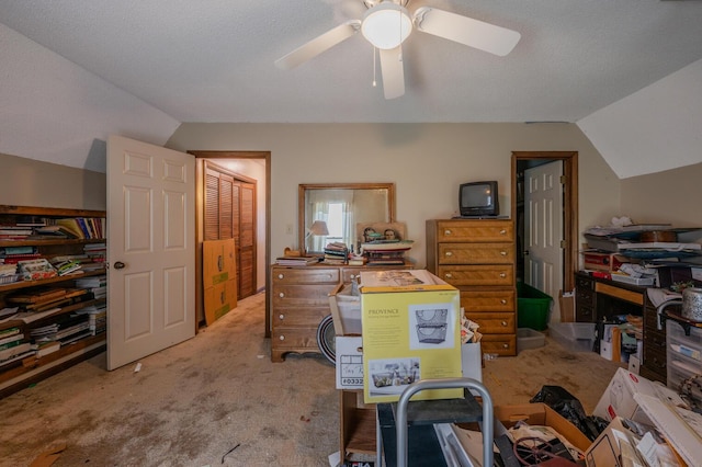 200 Whippoorwill Ln, Lafayette, GA 30728 - carpeted home office featuring lofted ceiling and ceiling fan