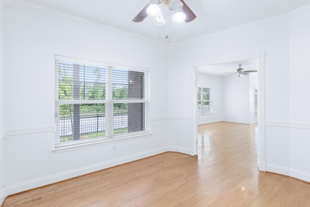 3102 Regency Ct, Chattanooga, TN 37421 - unfurnished room with ceiling fan, light wood-style floors, and ornamental molding