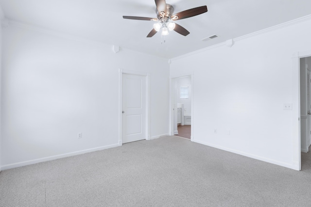 3102 Regency Ct, Chattanooga, TN 37421 - spare room featuring crown molding, carpet floors, and a ceiling fan