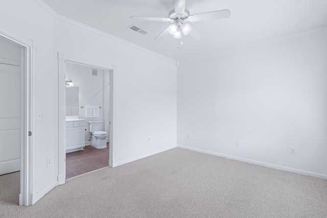3102 Regency Ct, Chattanooga, TN 37421 - unfurnished bedroom featuring carpet, crown molding, ensuite bathroom, and ceiling fan