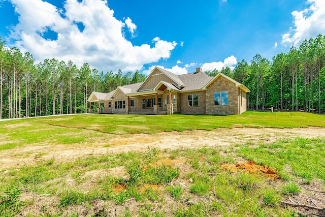 220 High Point Ln, Jasper, TN 37347 - rear view of house with a chimney, a yard, and brick siding