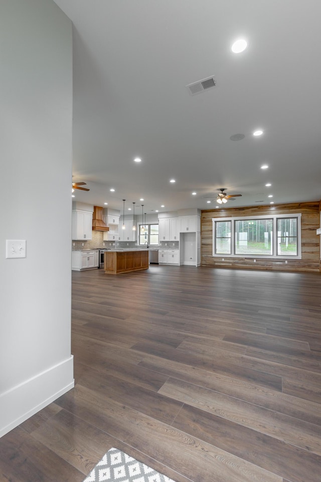 220 High Point Ln, Jasper, TN 37347 - unfurnished living room with a ceiling fan, recessed lighting, and dark wood finished floors