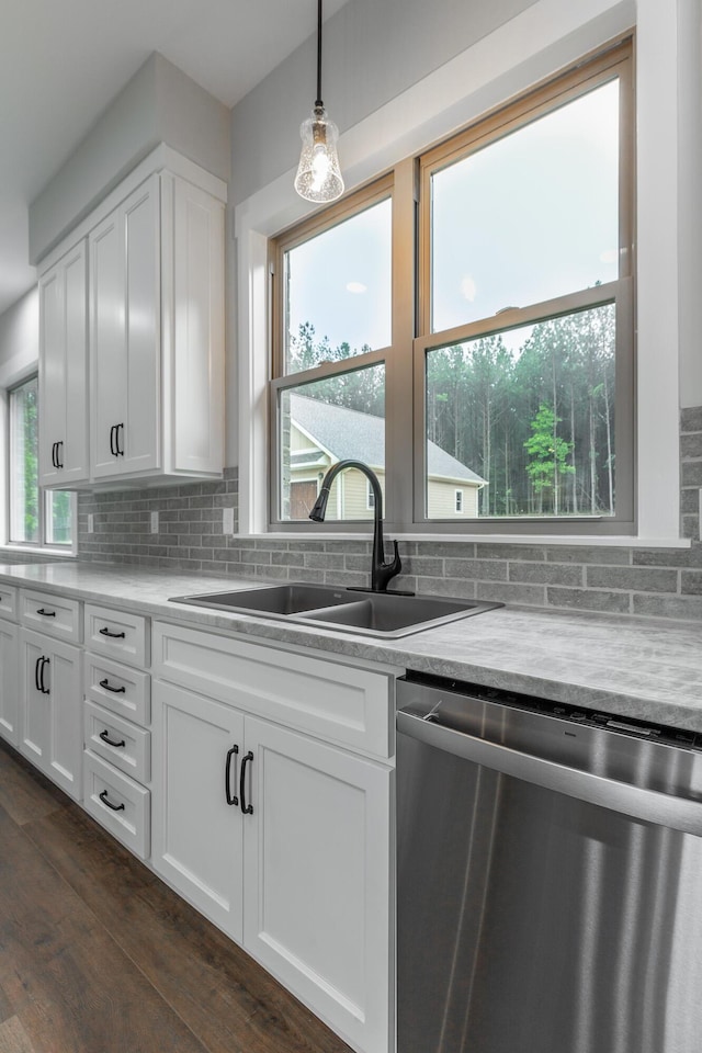 220 High Point Ln, Jasper, TN 37347 - kitchen with dishwasher, light countertops, decorative backsplash, and white cabinets