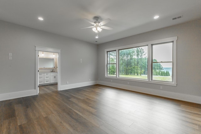 220 High Point Ln, Jasper, TN 37347 - unfurnished room with ceiling fan, dark wood-style floors, and recessed lighting