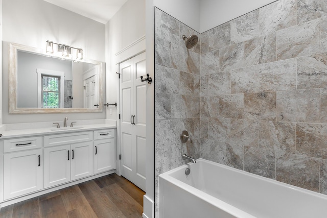 220 High Point Ln, Jasper, TN 37347 - bathroom featuring wood finished floors, vanity, and washtub / shower combination