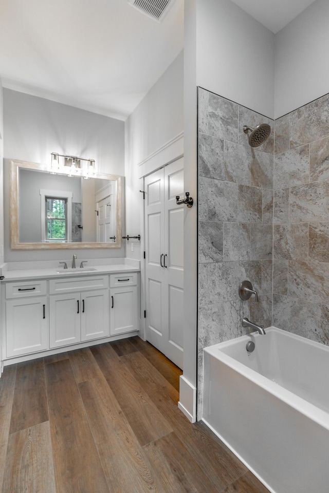 220 High Point Ln, Jasper, TN 37347 - full bathroom with tub / shower combination, vanity, and wood finished floors