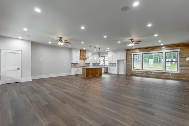 220 High Point Ln, Jasper, TN 37347 - unfurnished living room with a ceiling fan, recessed lighting, and dark wood finished floors