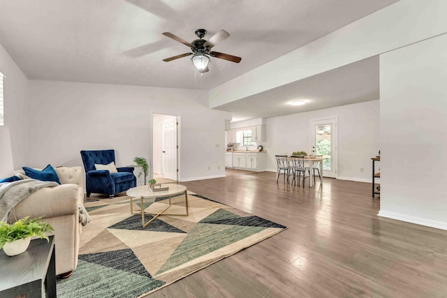 158 Bailey Cir SW, Cleveland, TN 37311 - living area featuring wood finished floors and a ceiling fan