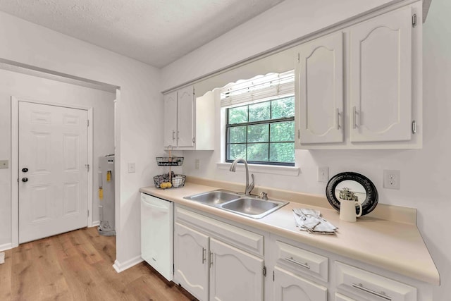 158 Bailey Cir SW, Cleveland, TN 37311 - kitchen featuring dishwasher, white cabinets, light wood-style floors, and a textured ceiling