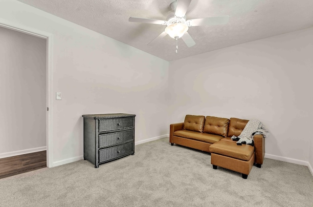 158 Bailey Cir SW, Cleveland, TN 37311 - sitting room with ceiling fan, carpet floors, and a textured ceiling