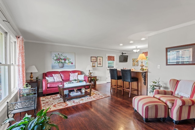 4522 Cloverdale Loop, Hixson, TN 37343 - living area featuring crown molding, wood finished floors, and recessed lighting