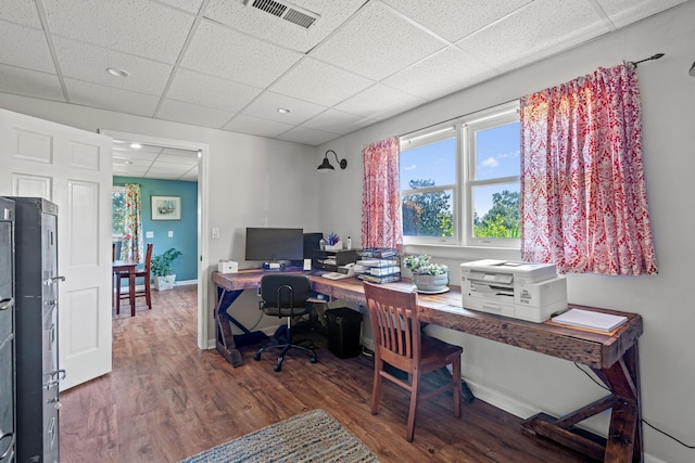 4522 Cloverdale Loop, Hixson, TN 37343 - home office featuring a paneled ceiling, wood finished floors, and recessed lighting