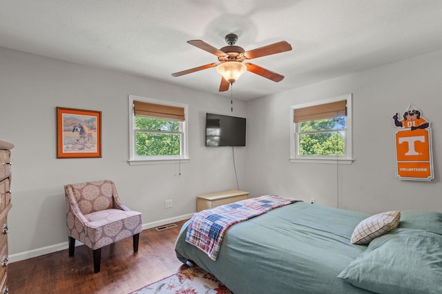 4522 Cloverdale Loop, Hixson, TN 37343 - bedroom featuring multiple windows, wood finished floors, and a ceiling fan