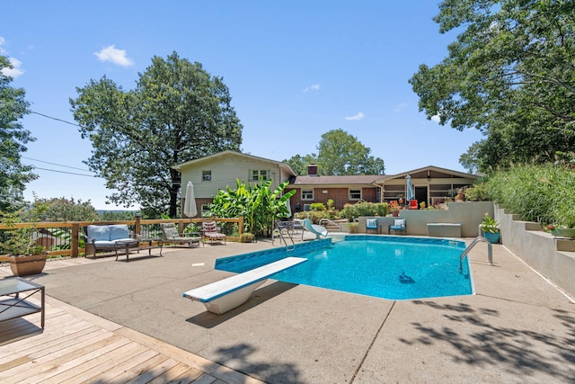 4522 Cloverdale Loop, Hixson, TN 37343 - view of pool featuring a patio, a diving board, outdoor lounge area, and a water slide