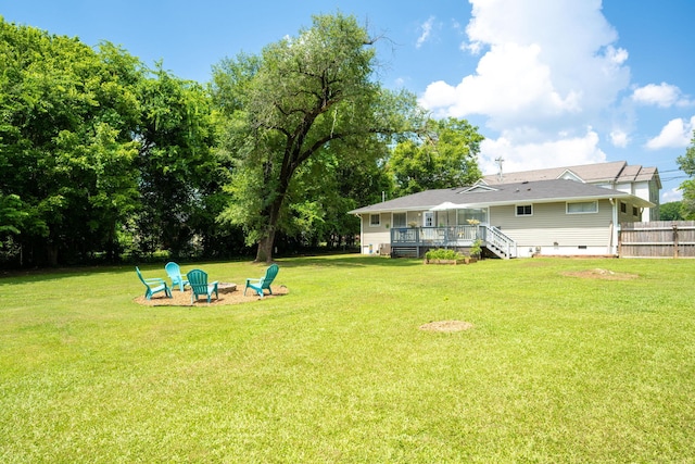 1318 Joiner Rd, Chattanooga, TN 37421 - view of yard with an outdoor fire pit and a deck