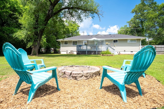 1318 Joiner Rd, Chattanooga, TN 37421 - view of yard with a fire pit and a deck
