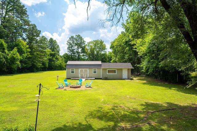 1318 Joiner Rd, Chattanooga, TN 37421 - back of property featuring an outdoor fire pit and a lawn