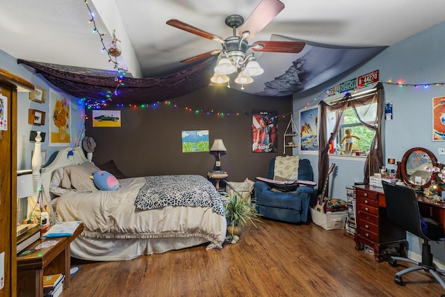 144 Bible Dr, Benton, TN 37307 - bedroom with wood finished floors and a ceiling fan