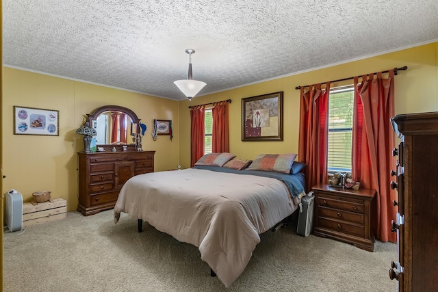 144 Bible Dr, Benton, TN 37307 - bedroom featuring crown molding, carpet, multiple windows, and a textured ceiling